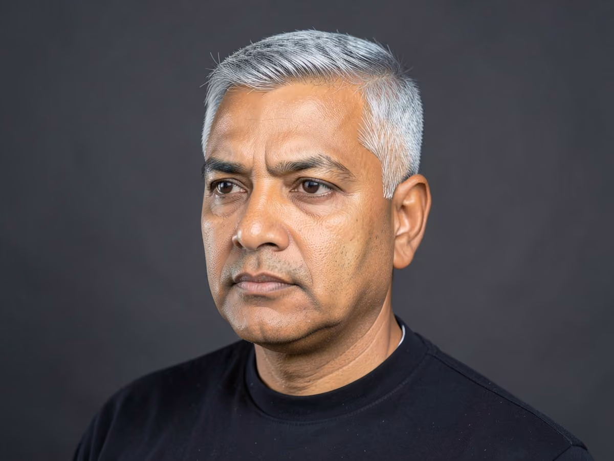 Man with a highlighted textured crop haircut