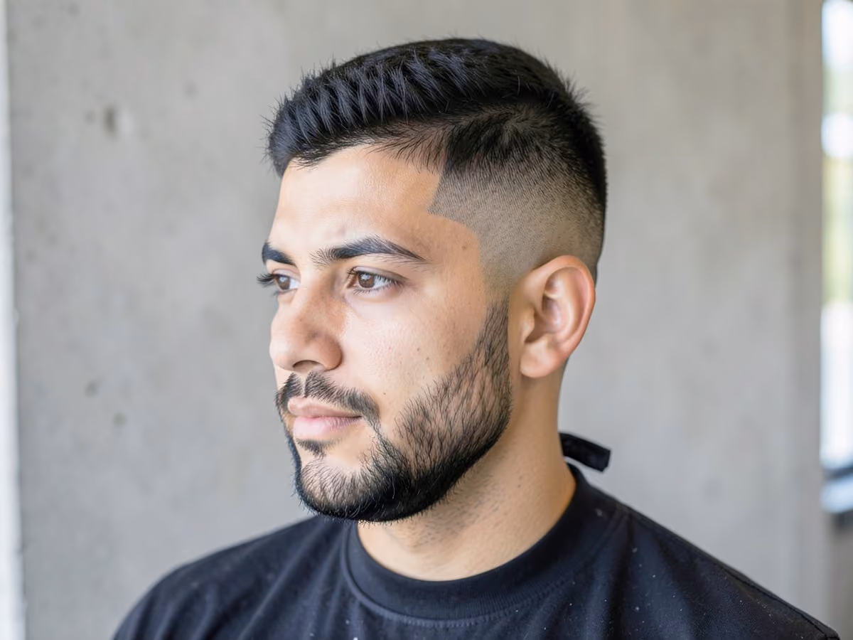 Man with a low fade with textured top