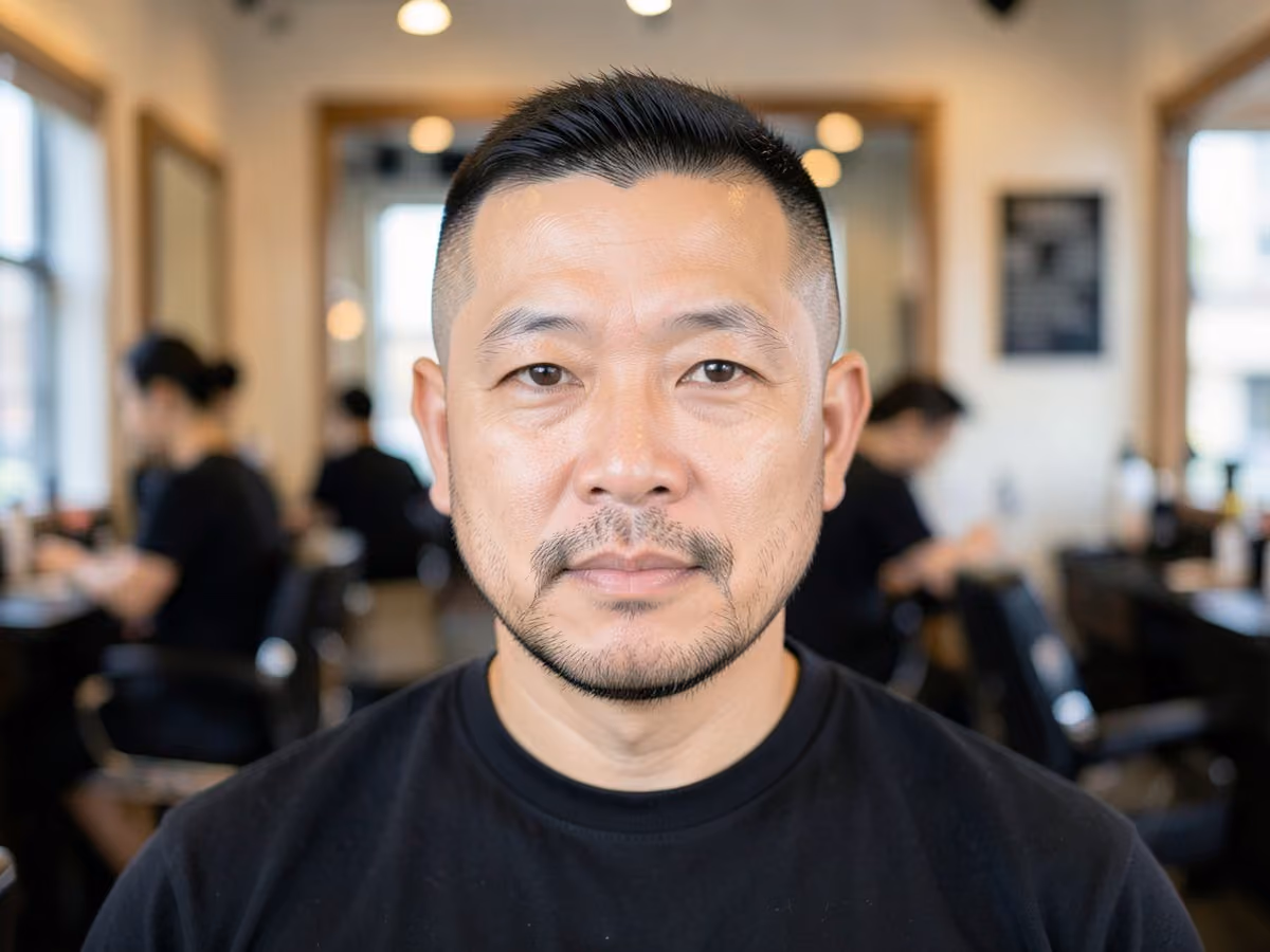 Man with a skin fade with short crop