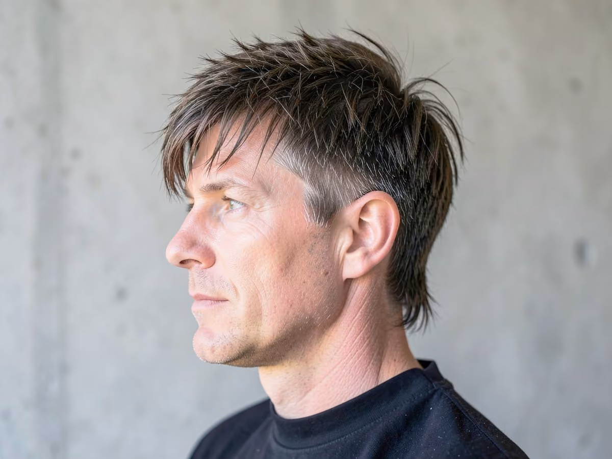 Man with a textured shag haircut