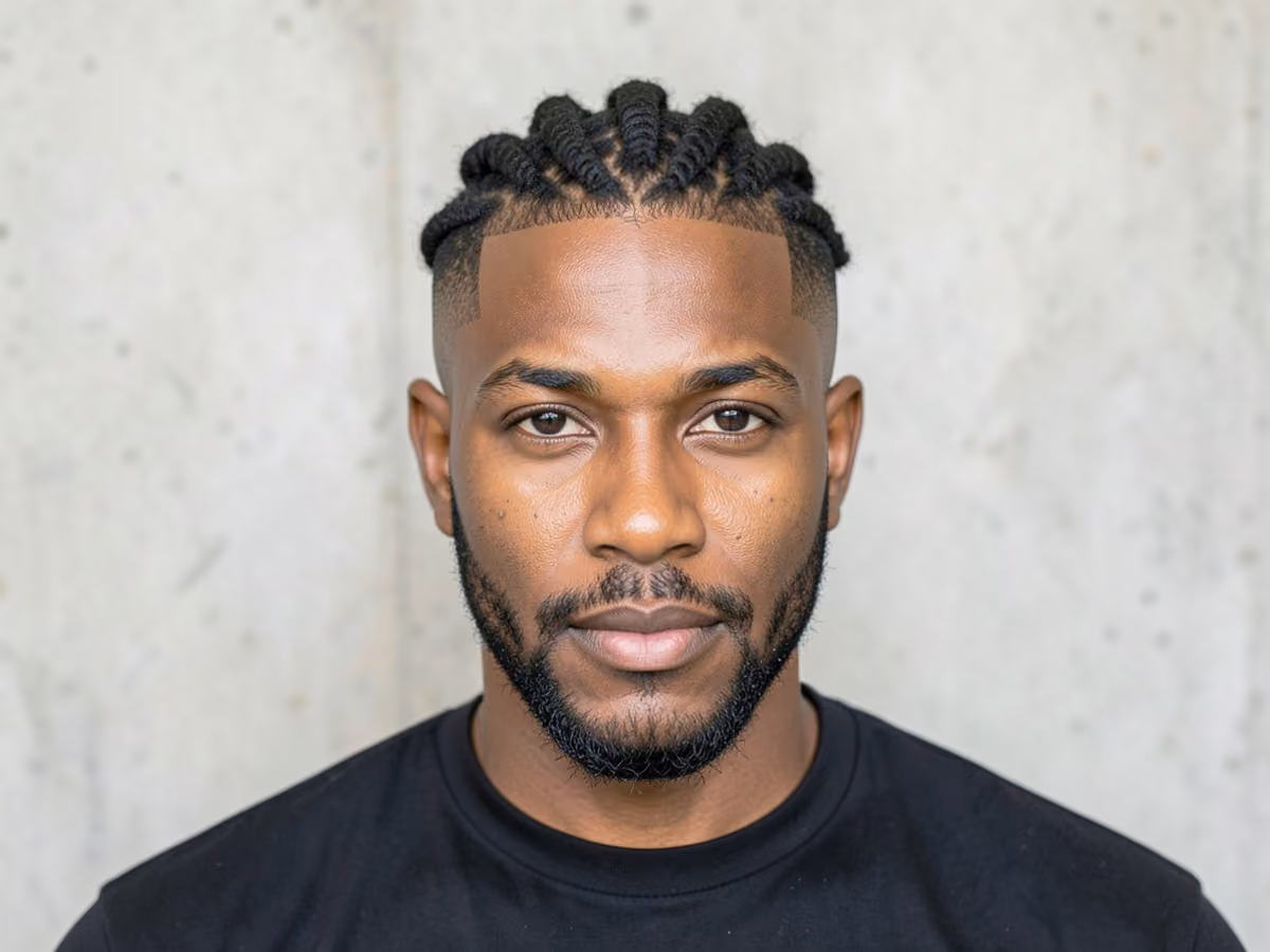 Man with a twists with taper fade