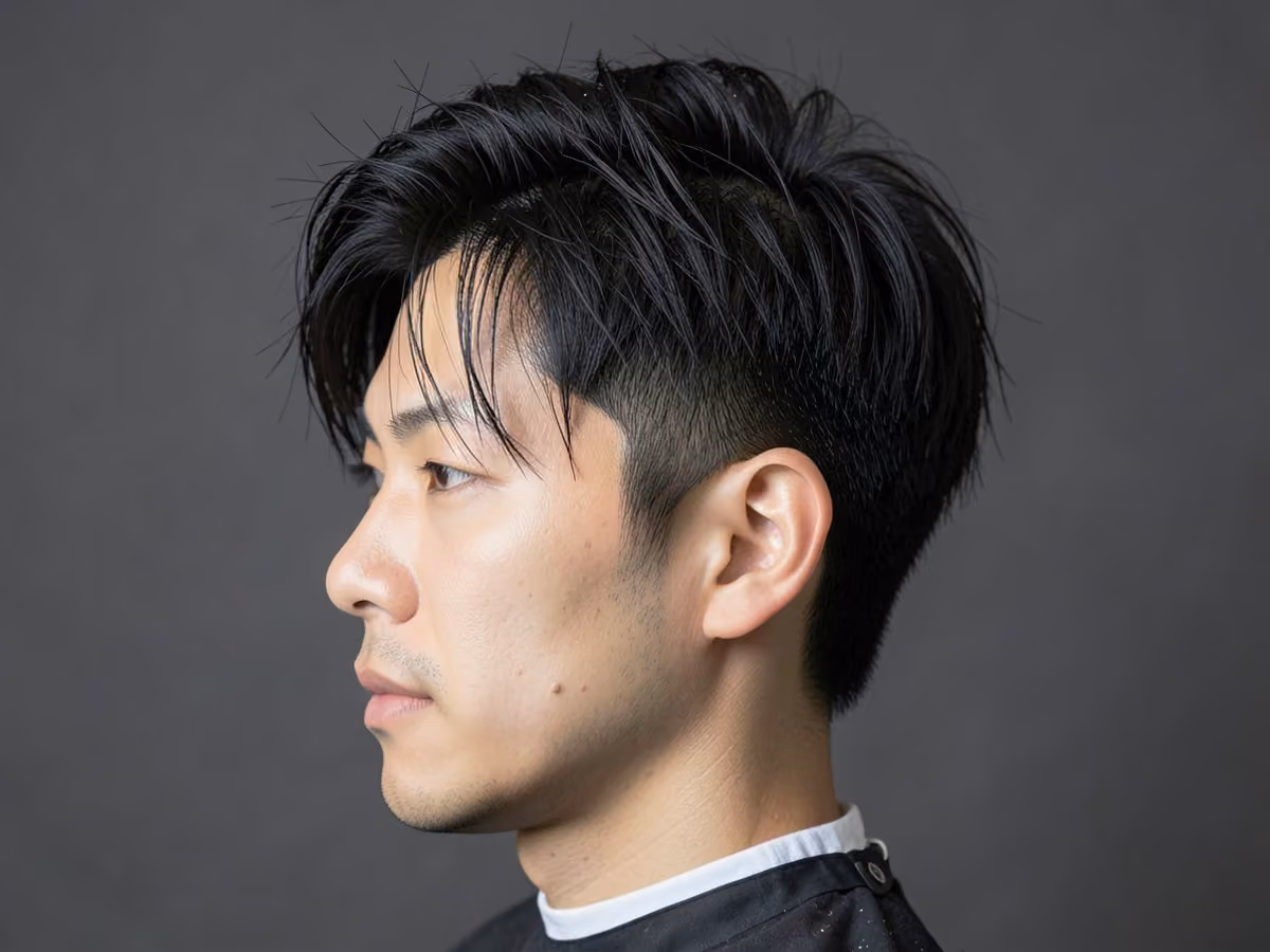 Man with an asian messy hairstyle