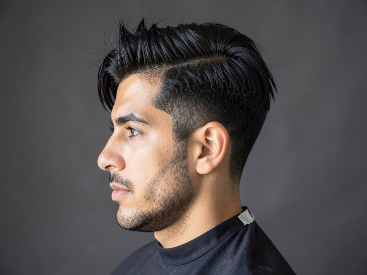 Man with a messy brush up haircut