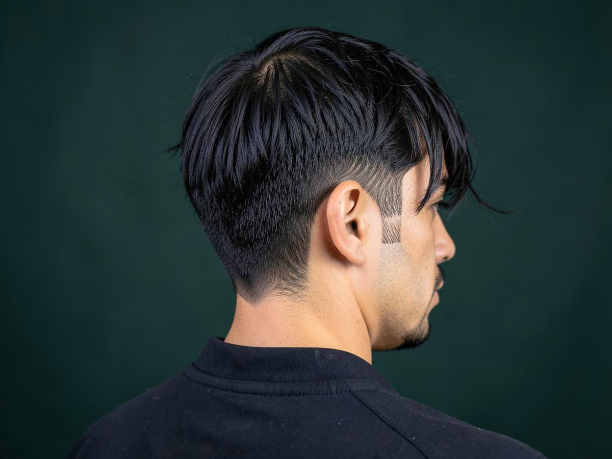 Man with a messy curtain bangs haircut