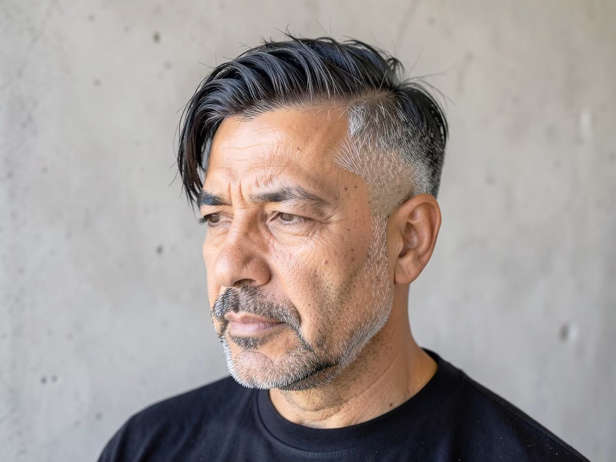 Man with a messy disconnected undercut