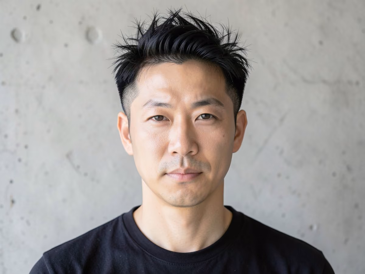 Man with a messy hair for thin hair