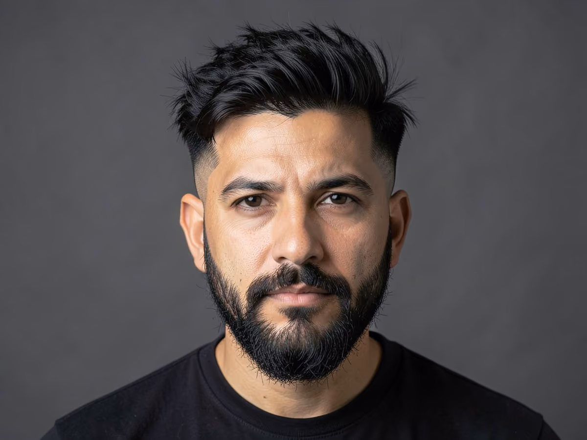 Man with a messy hair with high fade