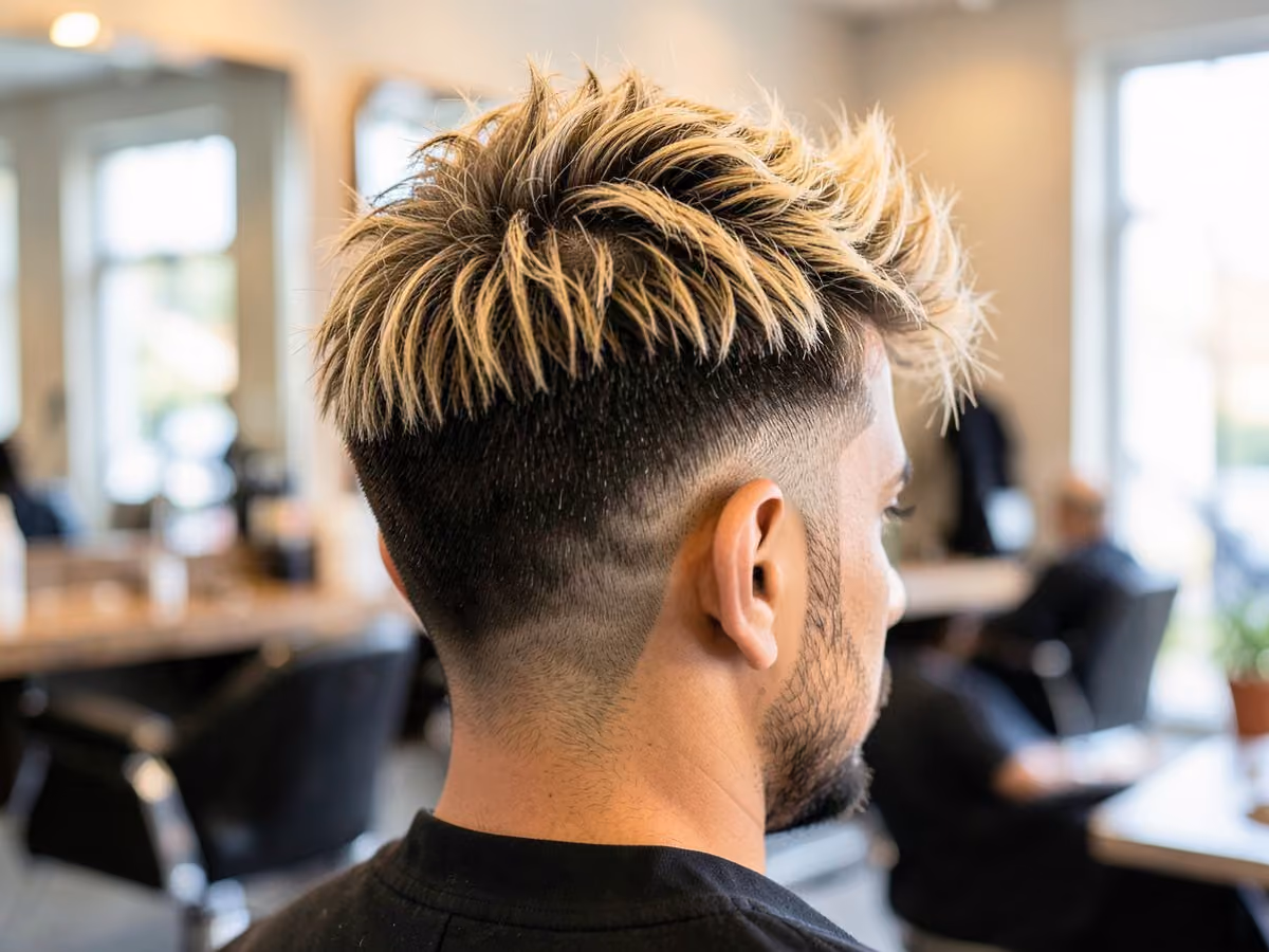 Man with a messy hair with highlights