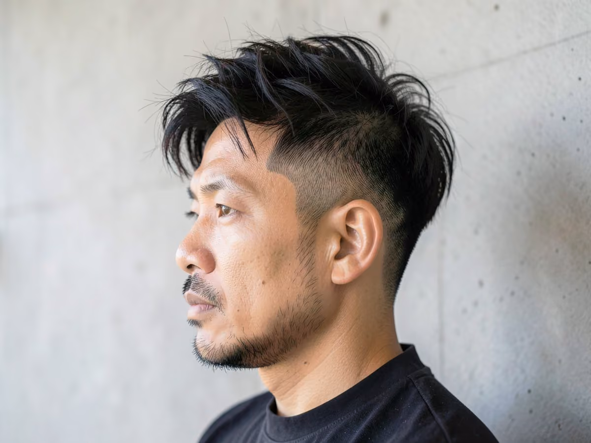 Man with a messy hair with low taper