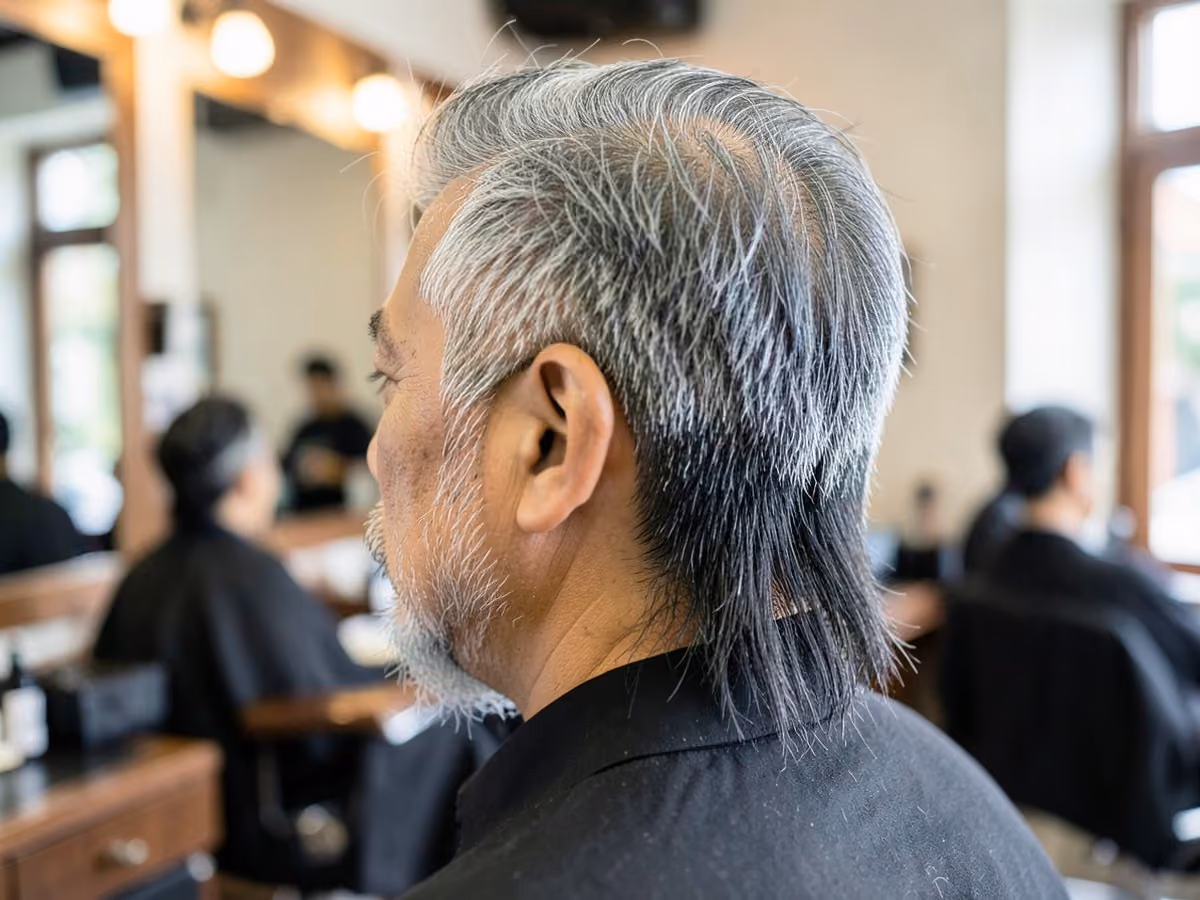Man with a messy mullet