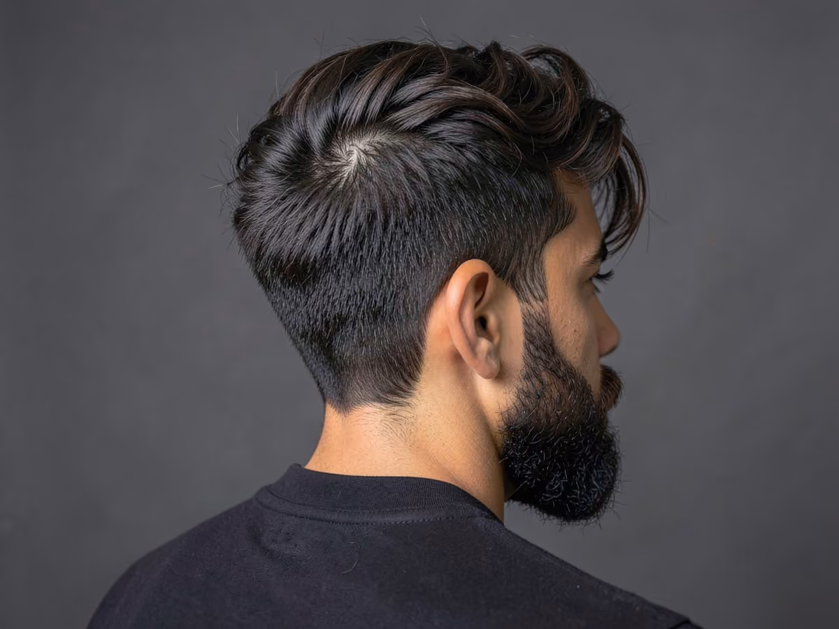 Man with a messy side swept hair