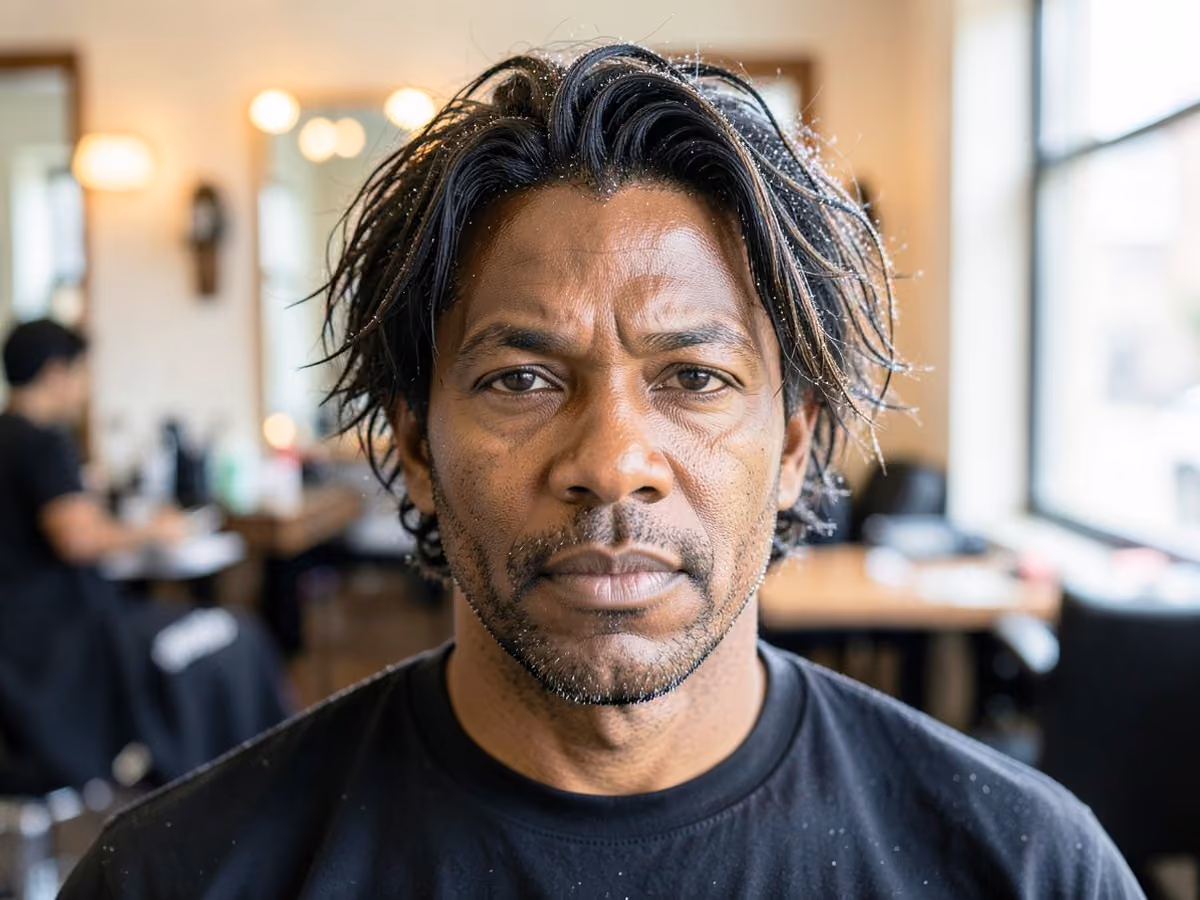 Man with a messy surfer hair