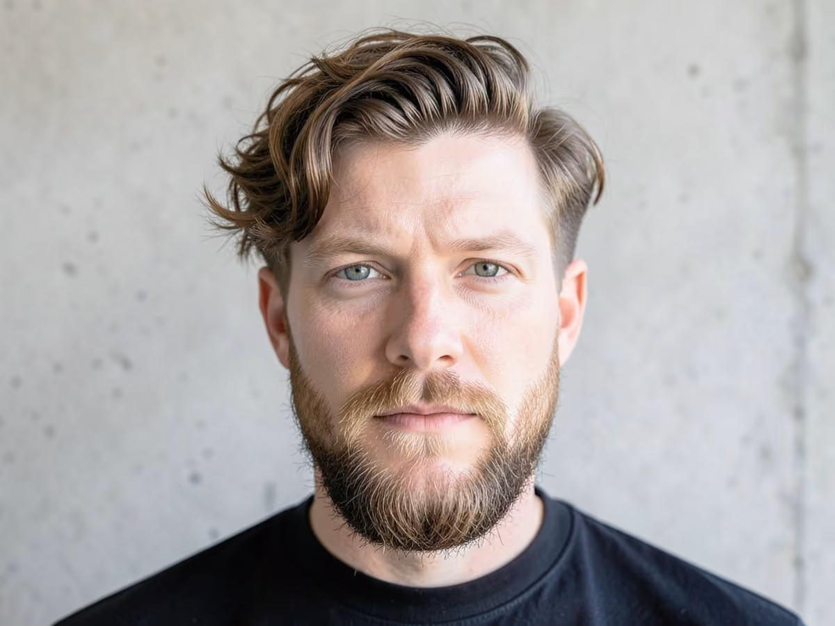 Man with a messy wavy hair