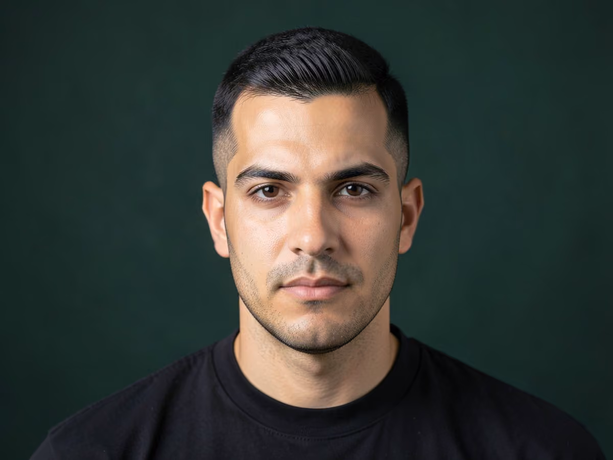 Man with a marine corps medium regulation haircut