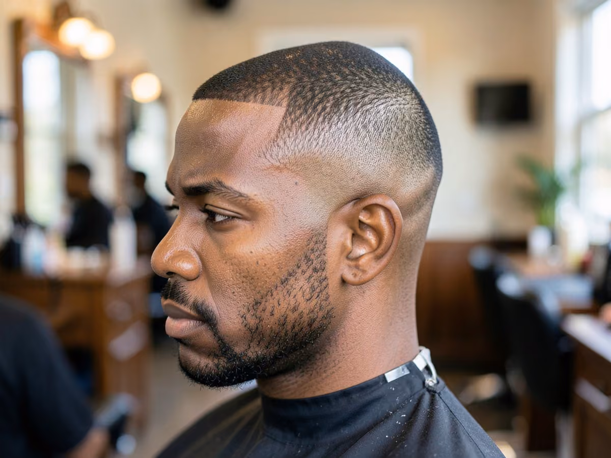 Man with a military buzz cut