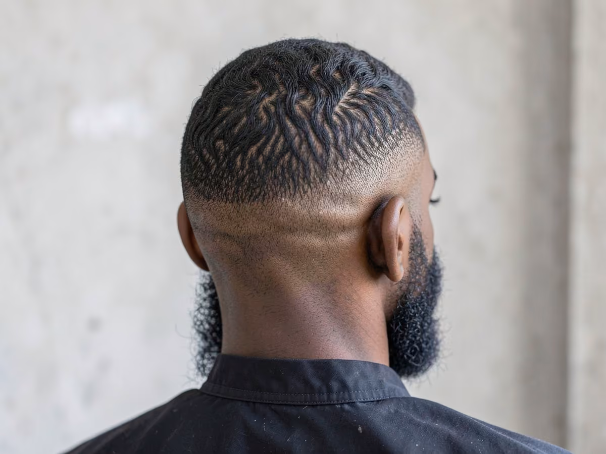 Man with a military haircut with waves