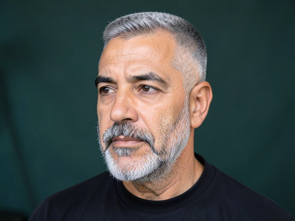 Man with a military high and tight haircut
