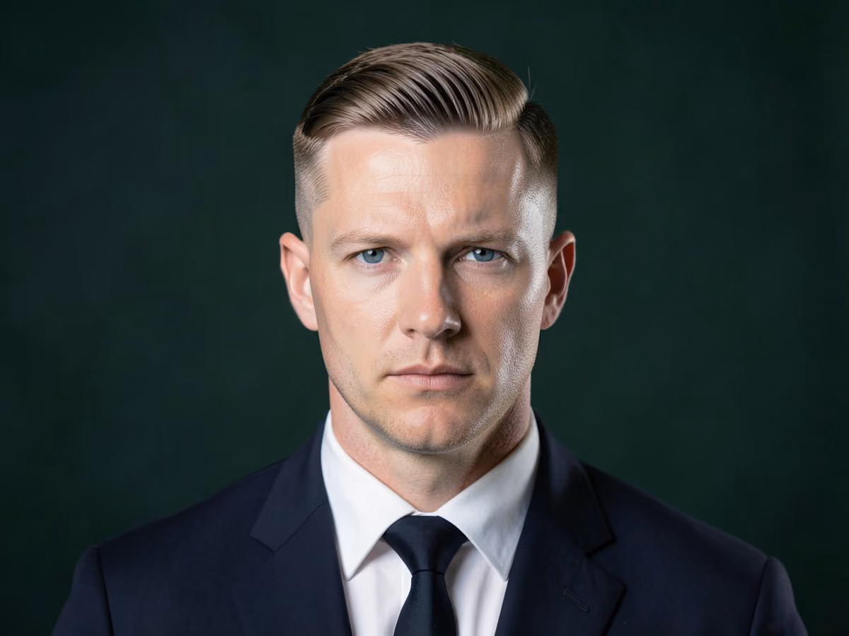 Man with an officer haircut