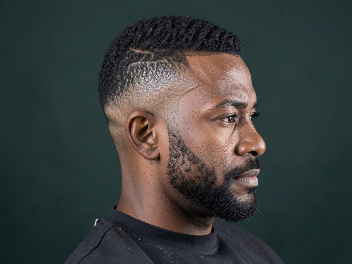 Man with a regulation fade for black men
