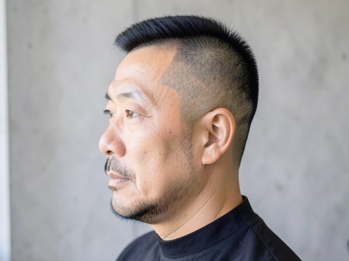 Man with a regulation taper haircut