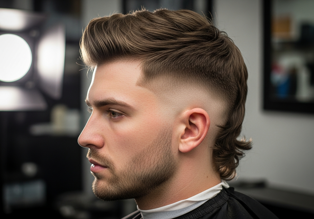 Mullet Burst Fade Haircut 2026 - Round Burst Fade Modern Mullet