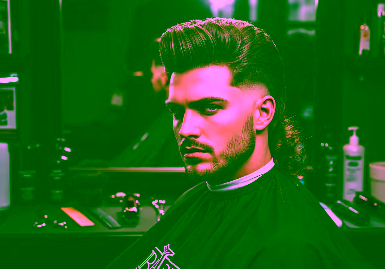 Mullet High Top hairstyle for men 2026 — modern mullet variation, best for oval, round faces + thick hair, modern barbering by Master Stylist Jessica Hamilton
