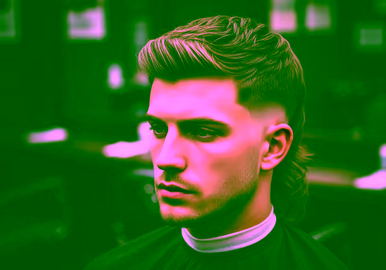 Mullet Middle Part hairstyle for men 2026 — modern mullet variation, best for oval, square faces + straight/wavy hair, modern barbering by Master Stylist Jessica Hamilton
