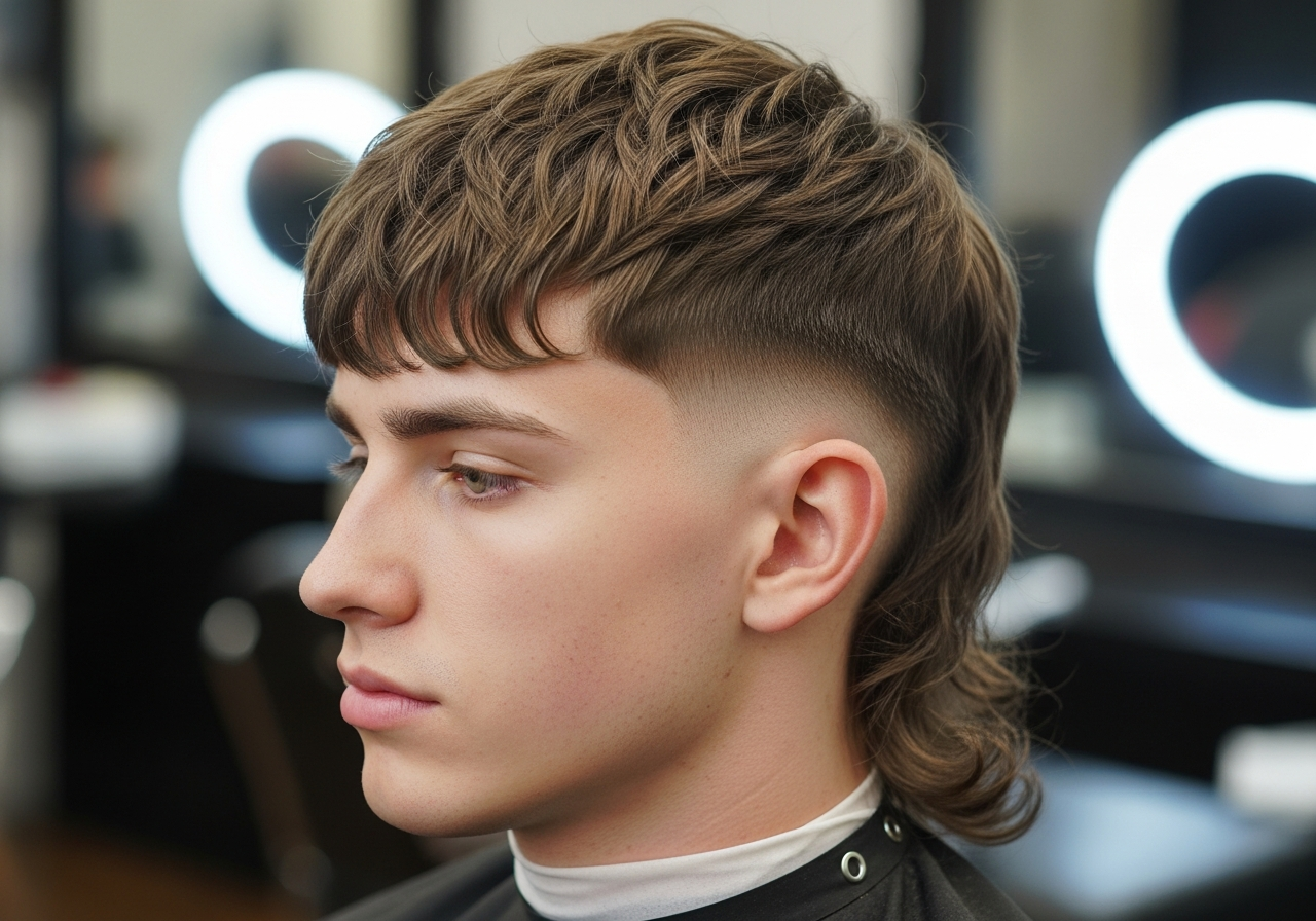 Modern Mullet with Curtains 2026 - Middle Part Curly Mullet
