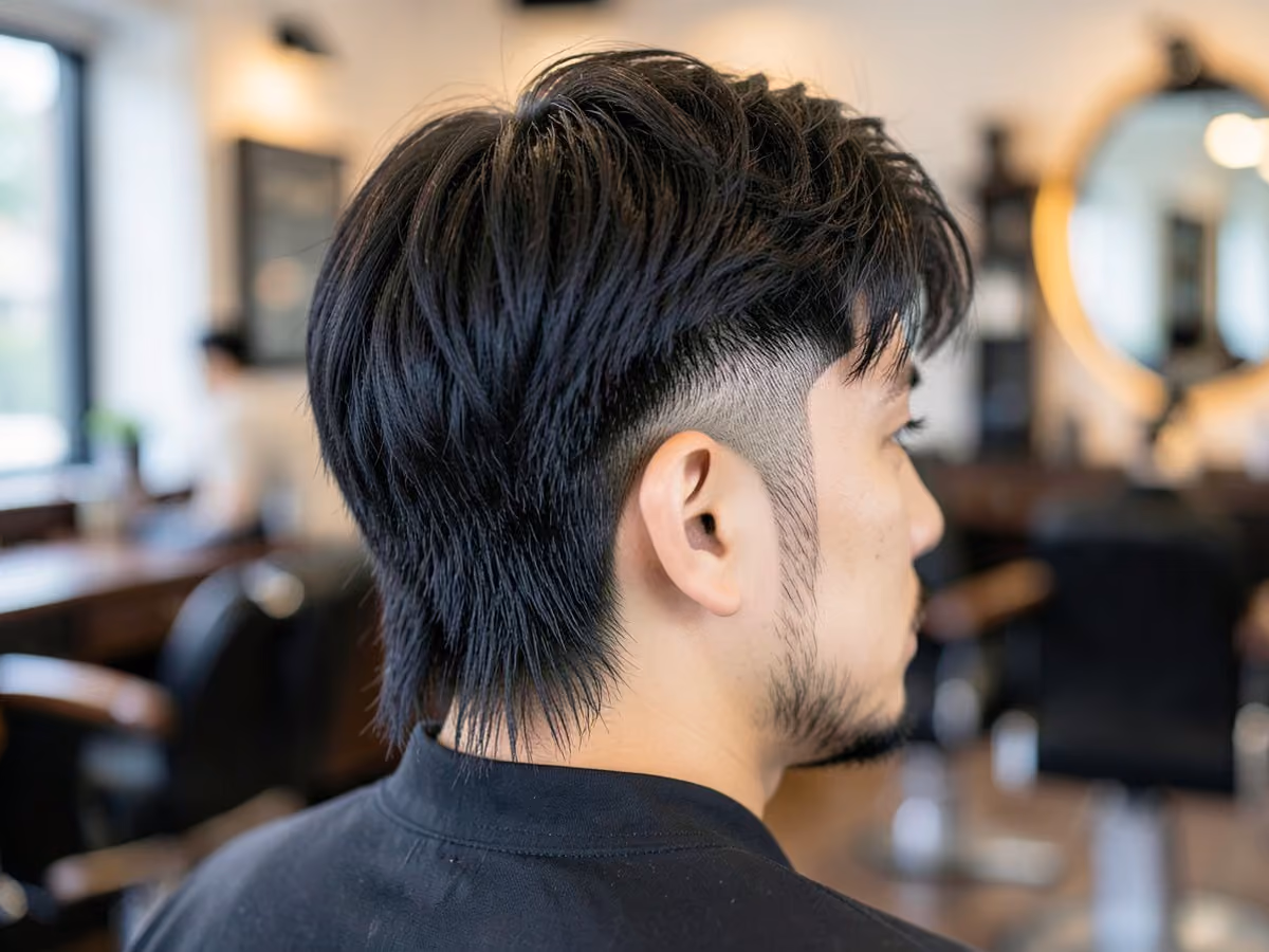 Man with an asian mullet