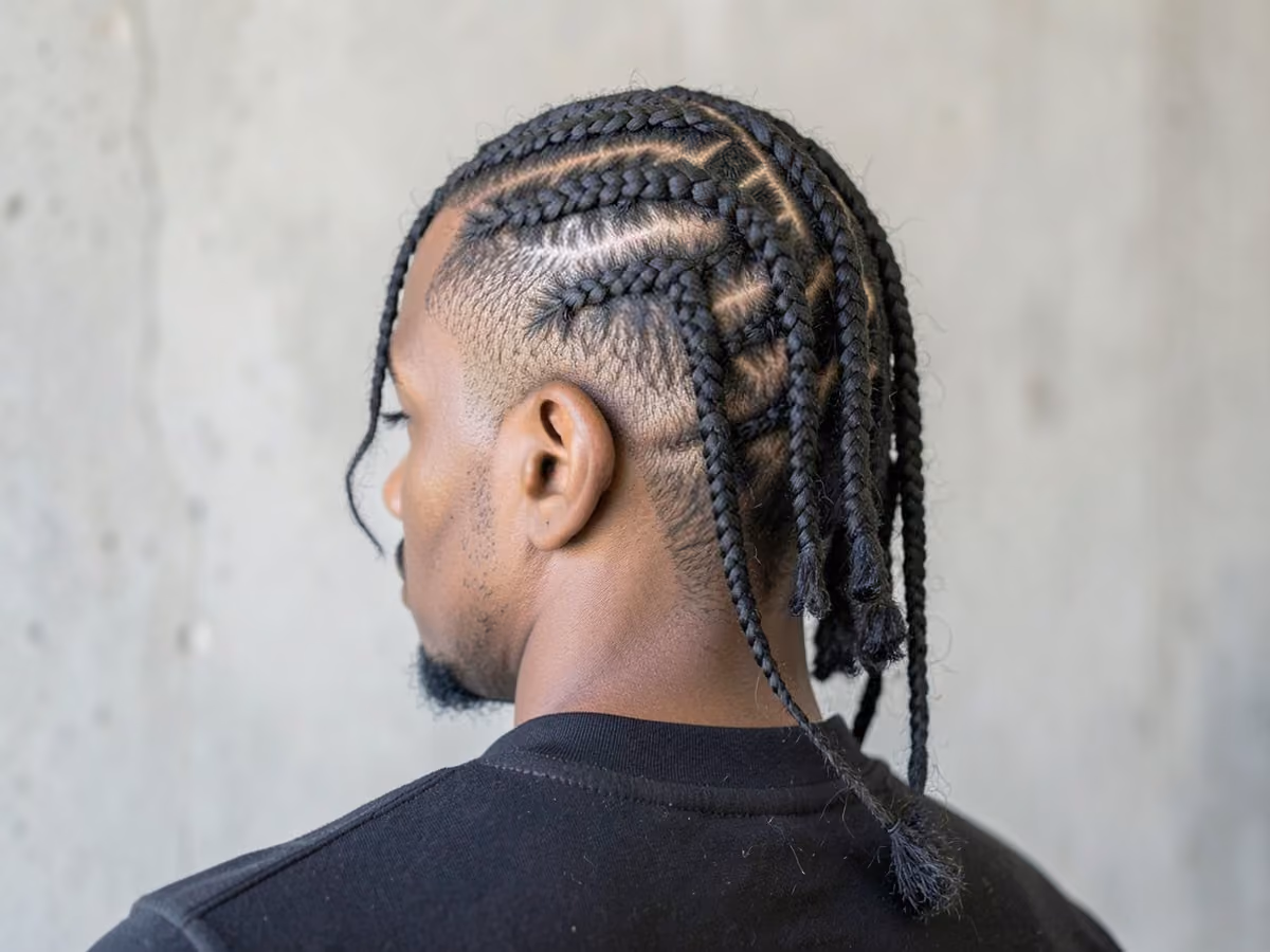 Man with a braided mullet