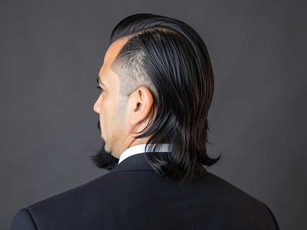 Man with a modern mullet, short on the sides and longer at the back