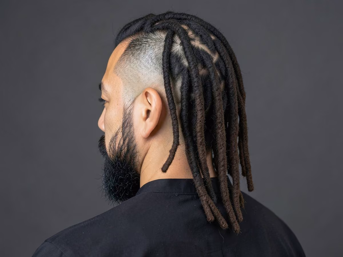 Man with a dreadlock mullet