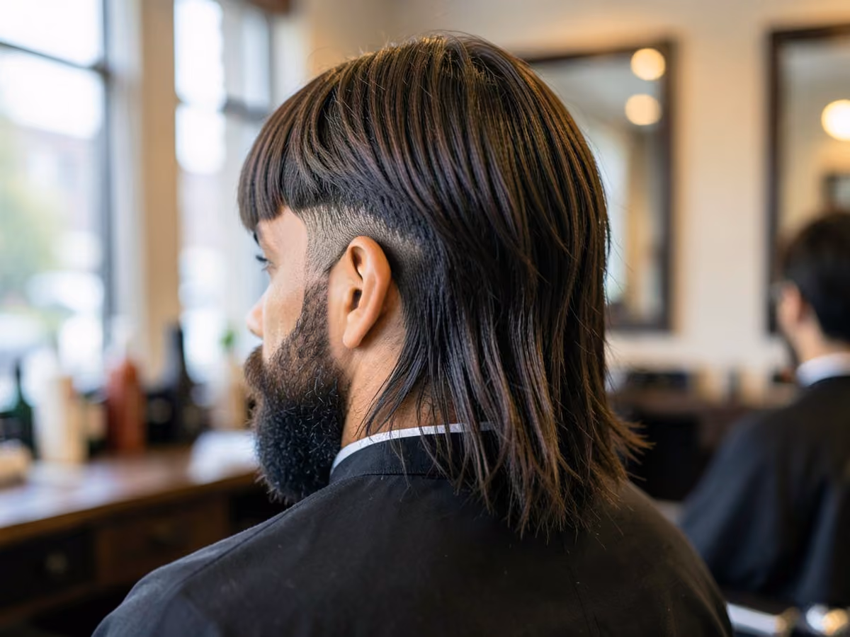 Man with a mullet with bangs