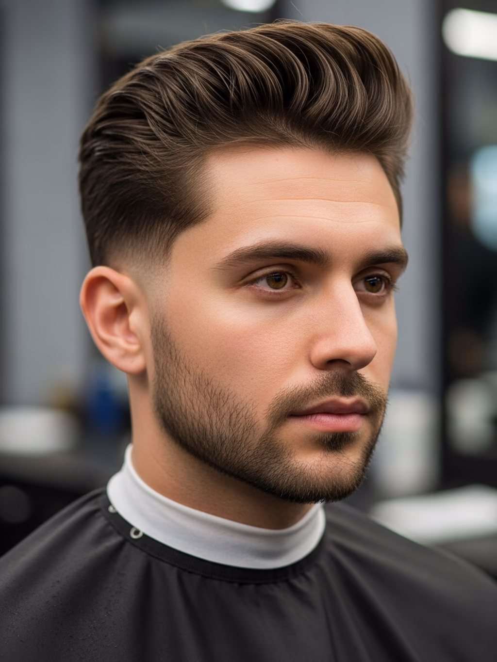 Classic Modern Pompadour hairstyle for men 2026 — modern pompadour variation, best for oval and oblong faces, modern barbering by Master Stylist Jessica Hamilton