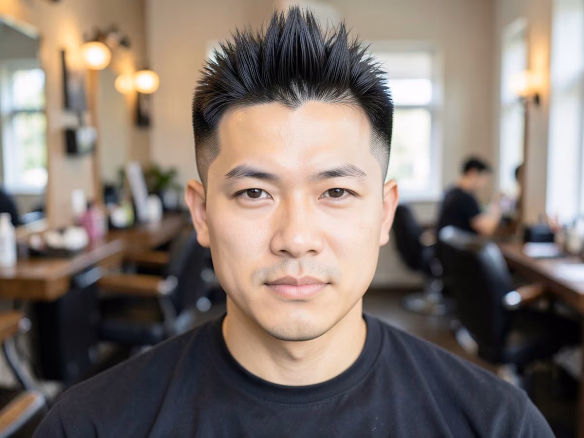 Man with an asian mohawk fade