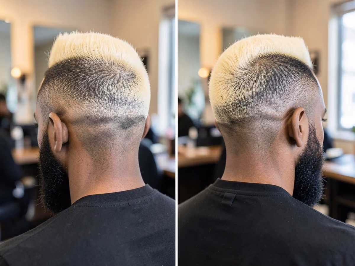 Man with a blonde mohawk fade