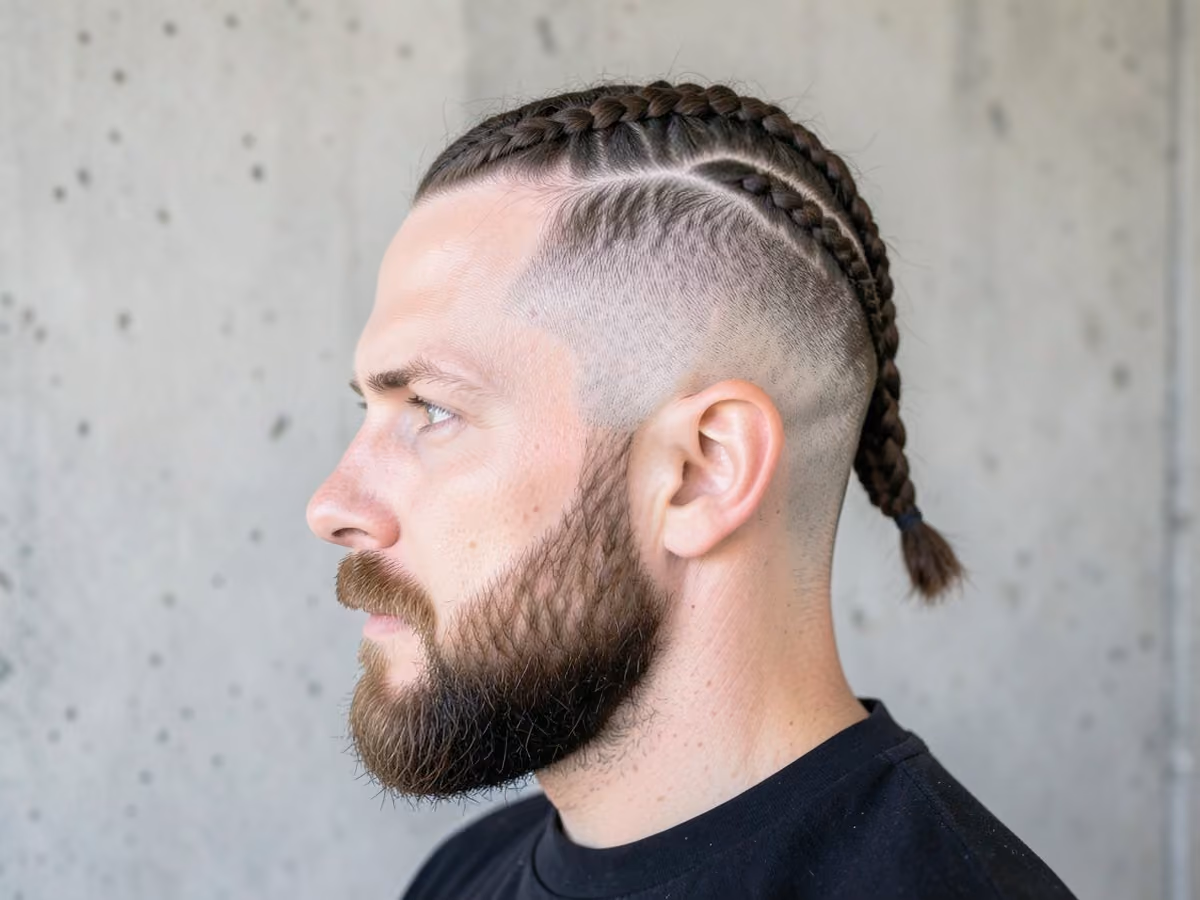 Man with a braided mohawk fade