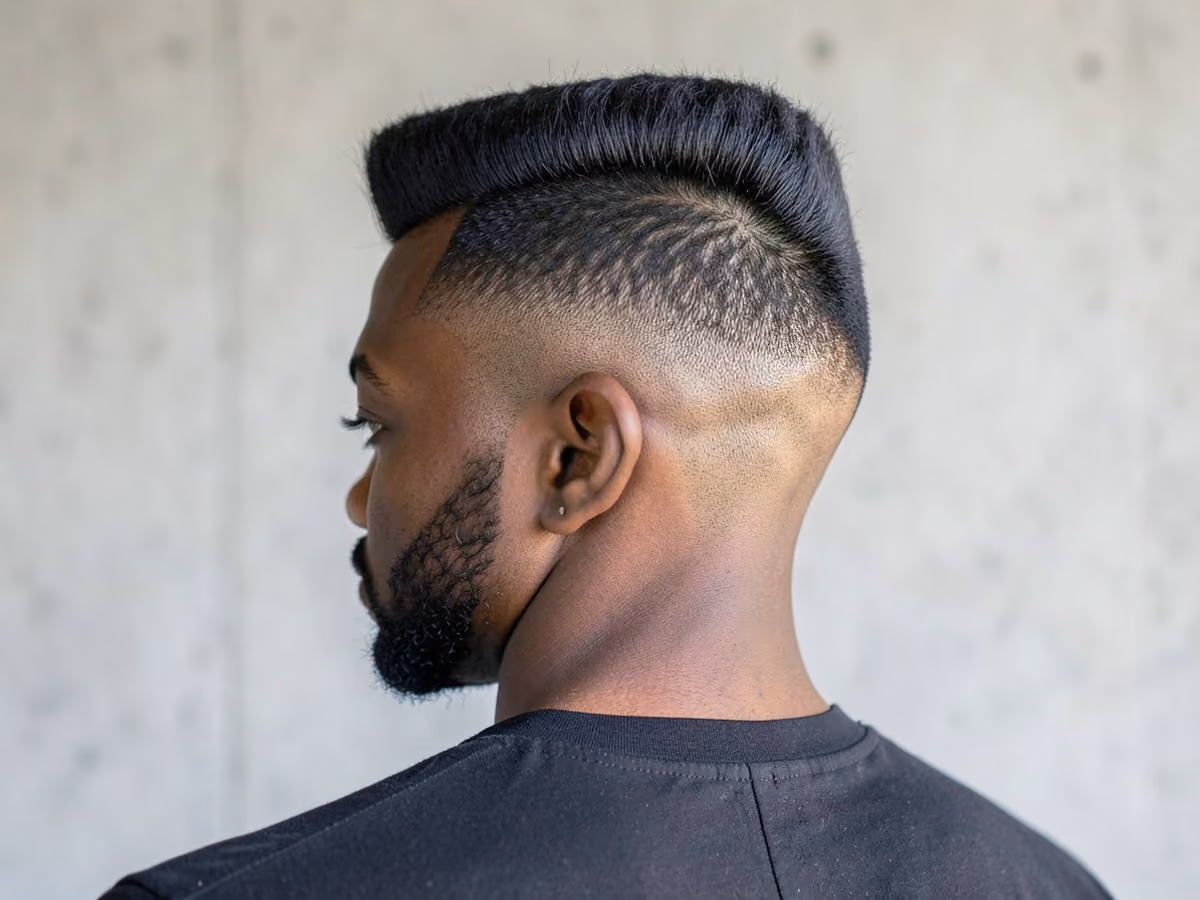 Man with a burst taper mohawk