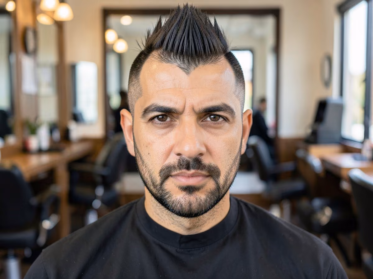 Man with a grown out mohawk fade