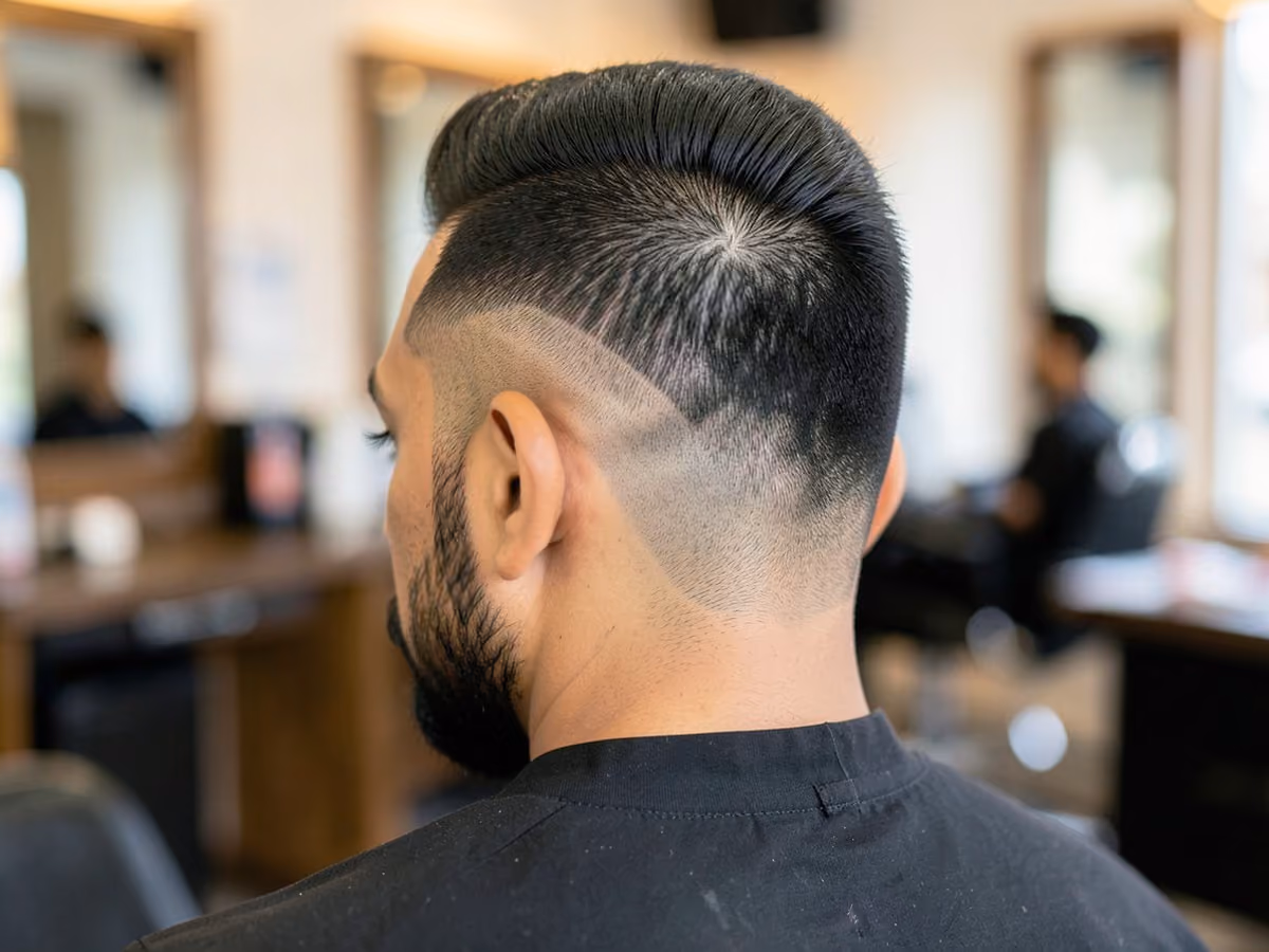 Man with a high burst fade mohawk