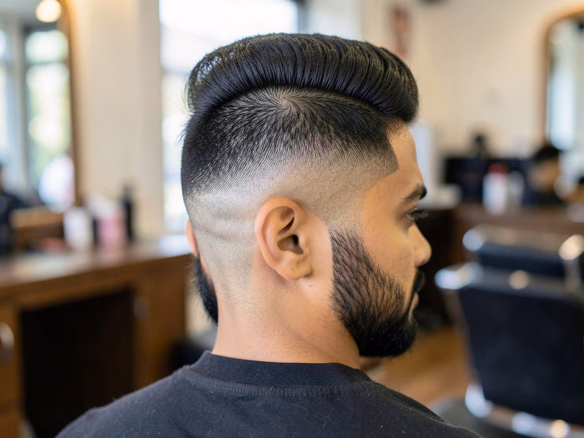 Man with a low burst fade mohawk