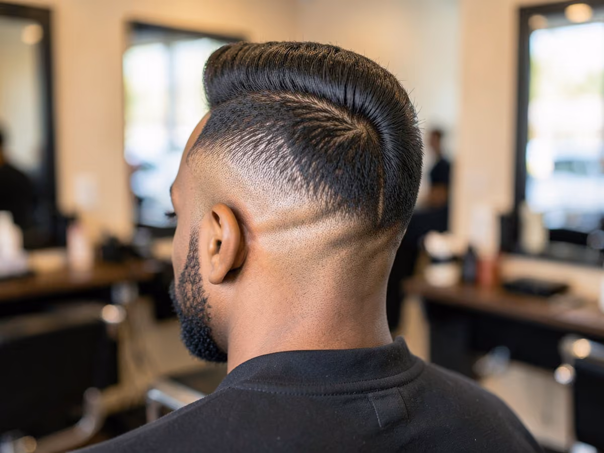 Man with a mid burst mohawk fade