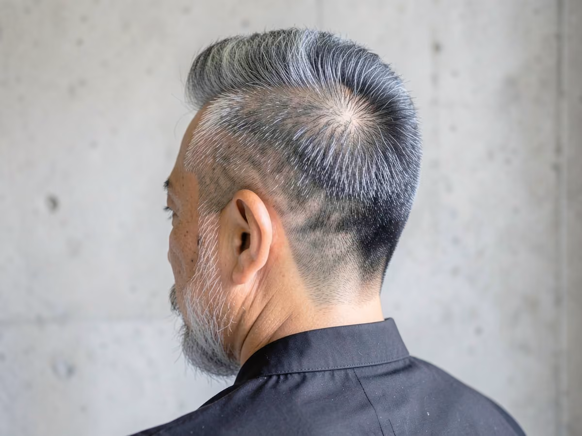 Man with a mid drop fade mohawk