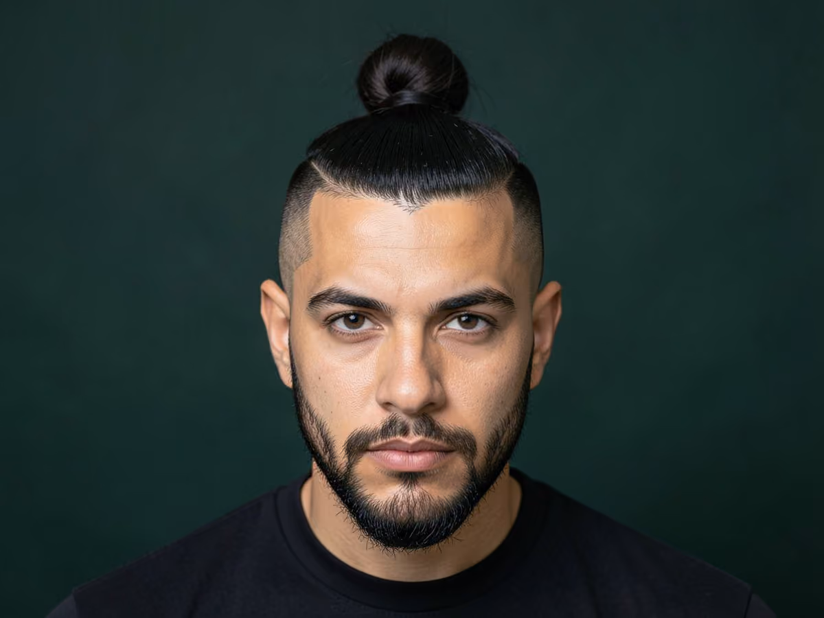 Man with a mohawk fade bun