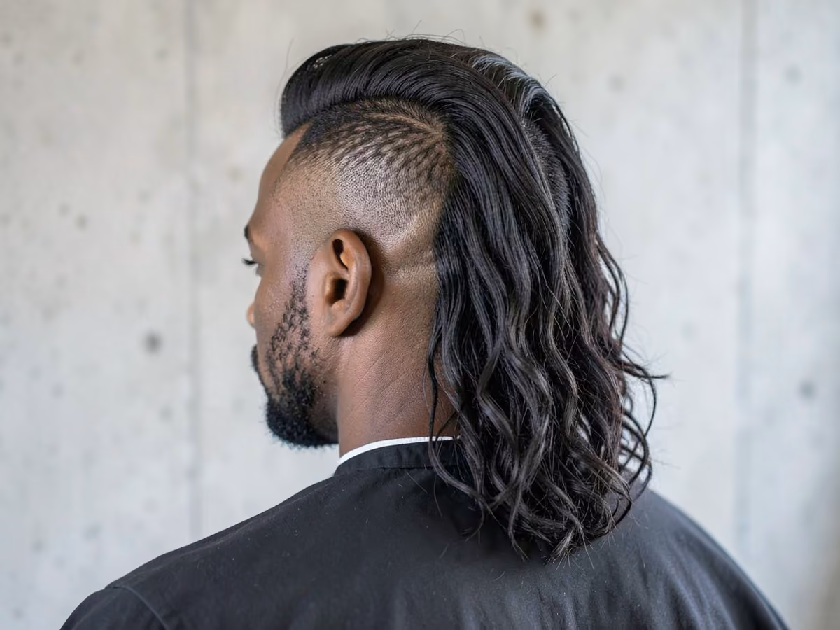 Man with a mohawk fade mullet