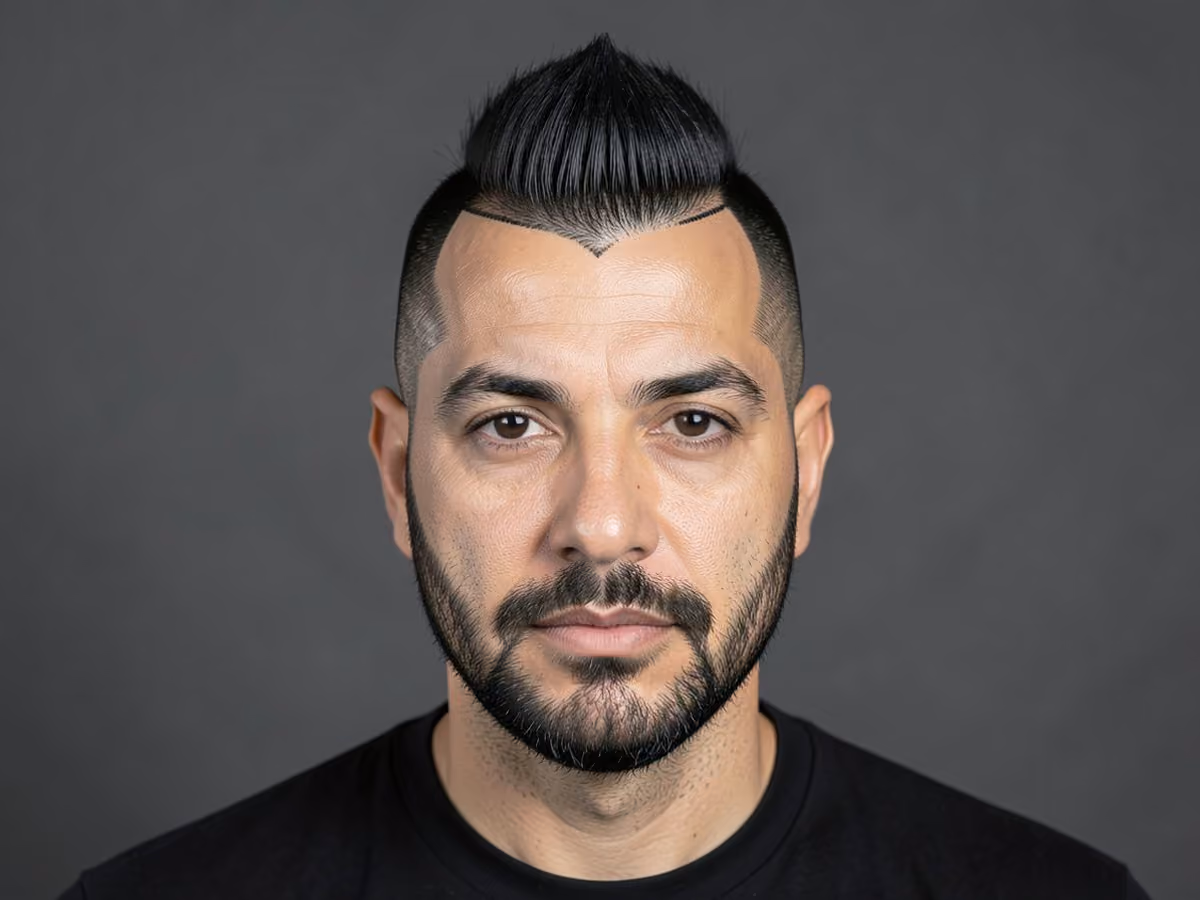 Man with a mohawk fade with line-up