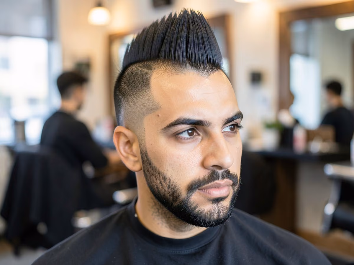 Man with a mohawk fade with stubble