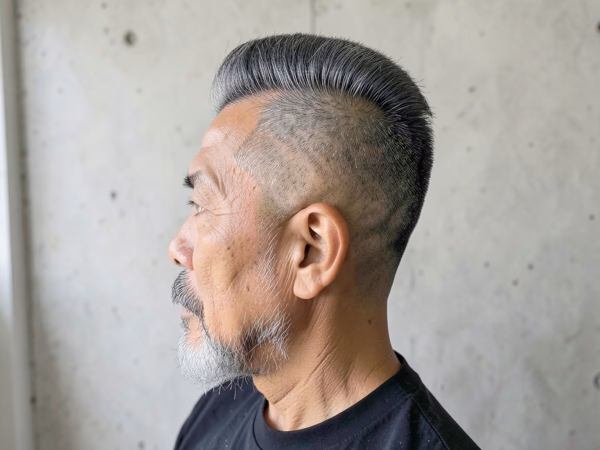 Man with a narrow mohawk fade