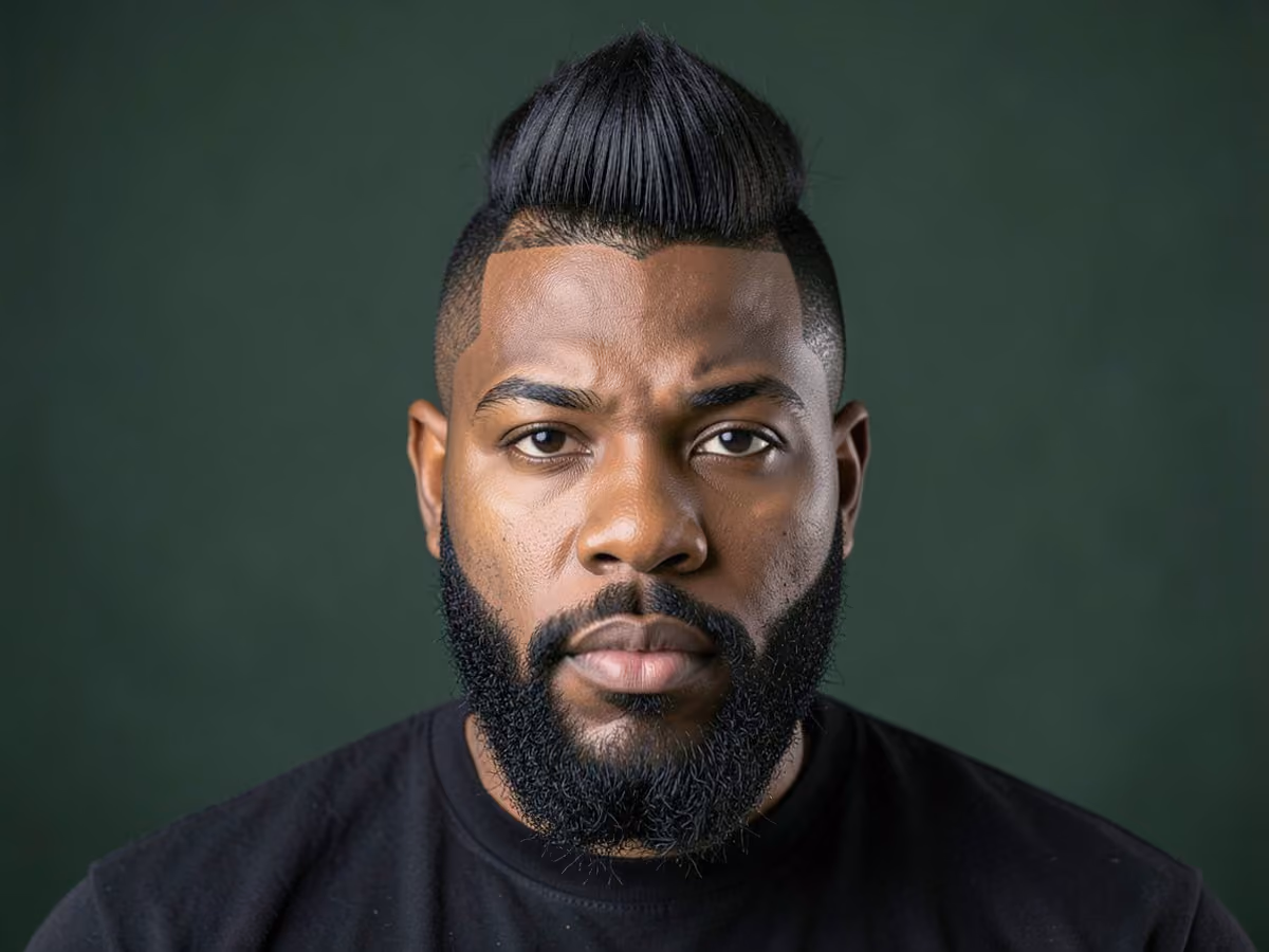 Man with a quiff mohawk fade