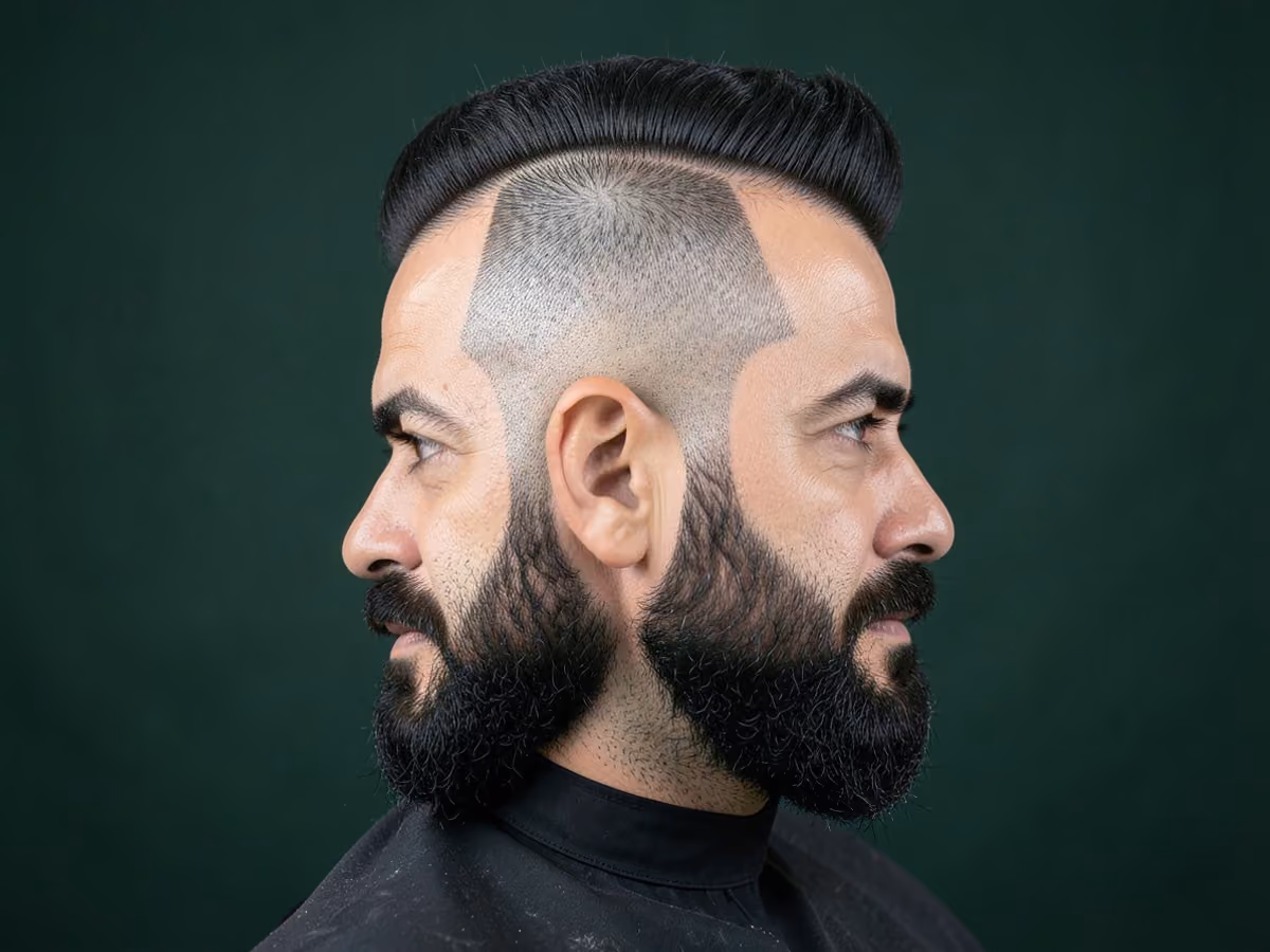 Man with a shadow fade mohawk